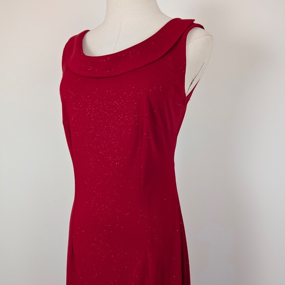 90s Red Glitter Maxi Dress Sleeveless Open Back Slit Floor Length Bodycon - Picture 4 of 13